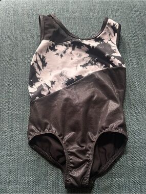 More Than Magic Black and White Tie-Dye Kids Leotard